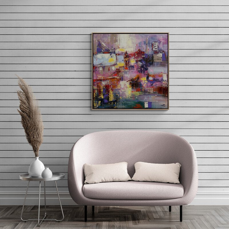 Soyut Galata'nın Yansımaları Yağlı Boya Tablosu