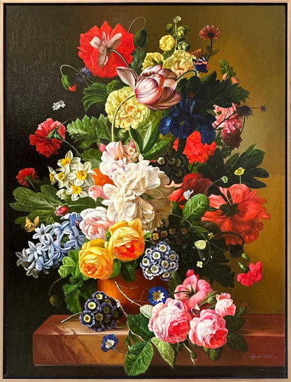 Renkli Çiçekler Yağlı Boya Tablosu