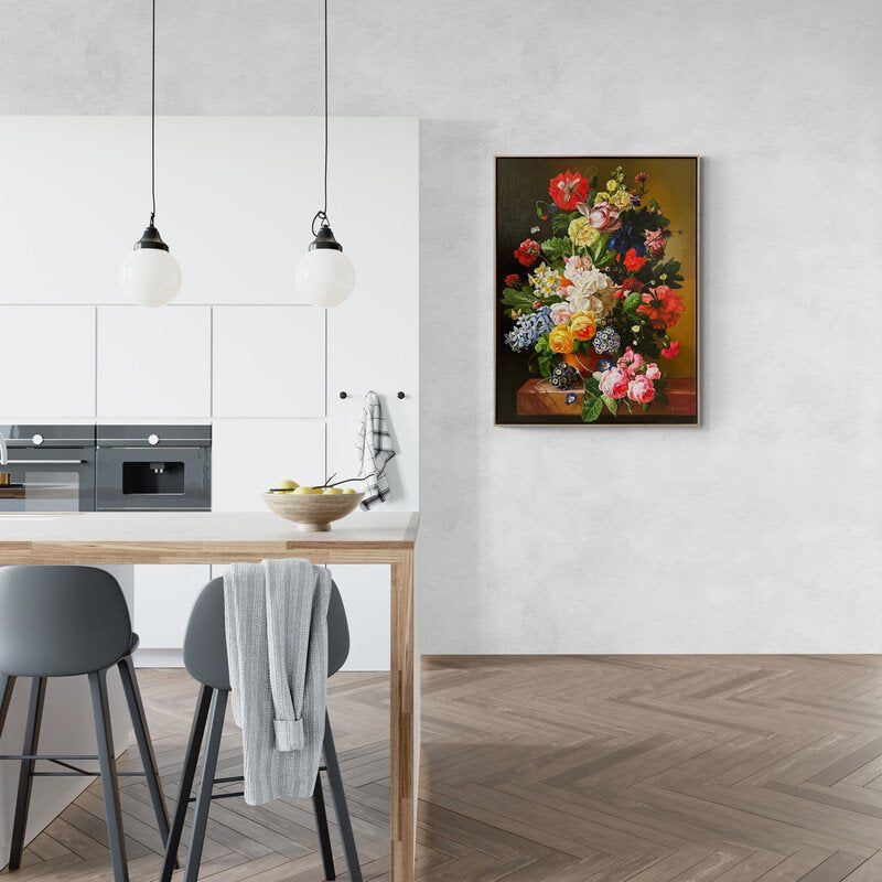 Renkli Çiçekler Yağlı Boya Tablosu