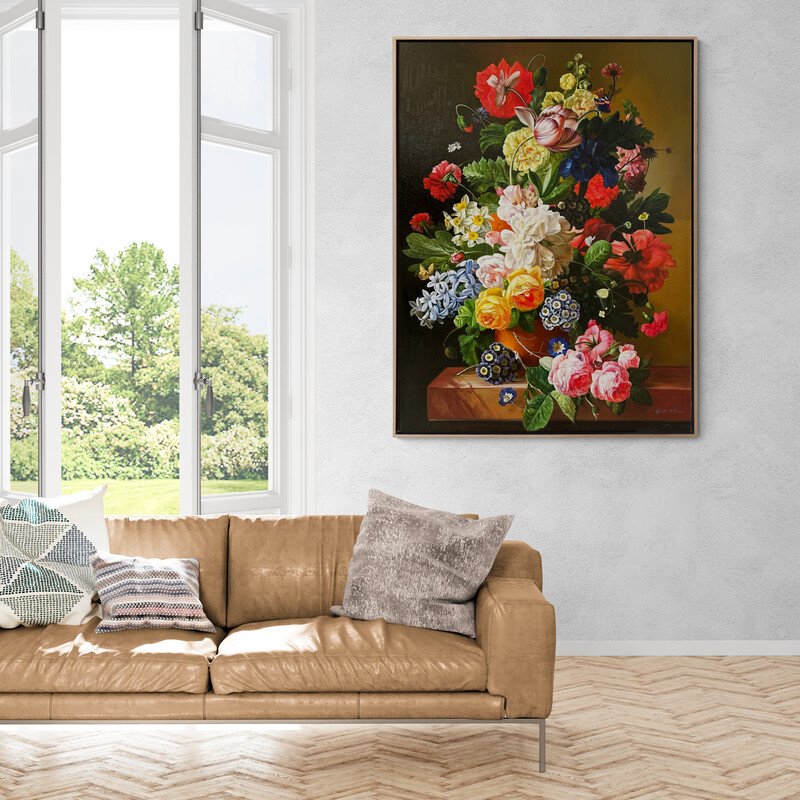 Renkli Çiçekler Yağlı Boya Tablosu