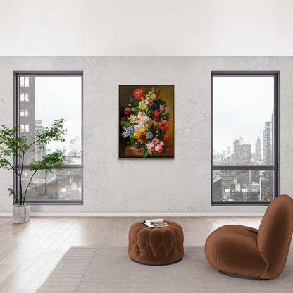 Renkli Çiçekler Yağlı Boya Tablosu