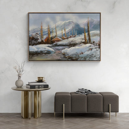 Karla Süslenmiş Doğa Yağlı Boya Tablosu