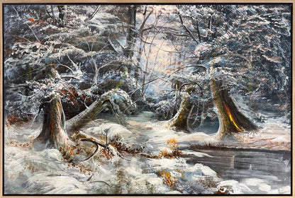 Karla Kaplı Orman Yağlı Boya Tablosu