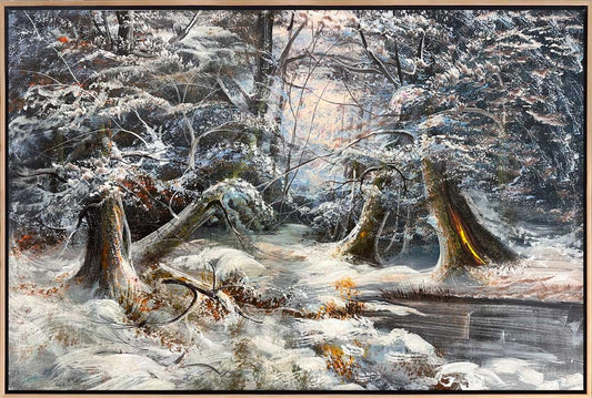 Karla Kaplı Orman Yağlı Boya Tablosu