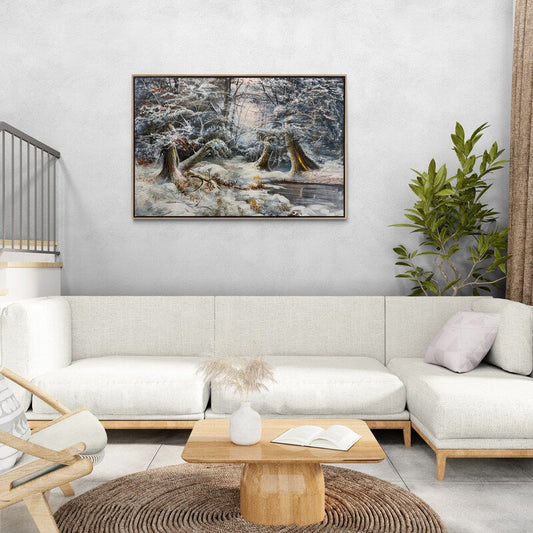 Karla Kaplı Orman Yağlı Boya Tablosu