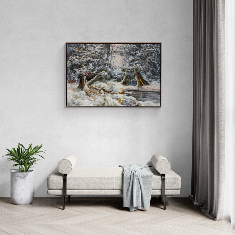 Karla Kaplı Orman Yağlı Boya Tablosu