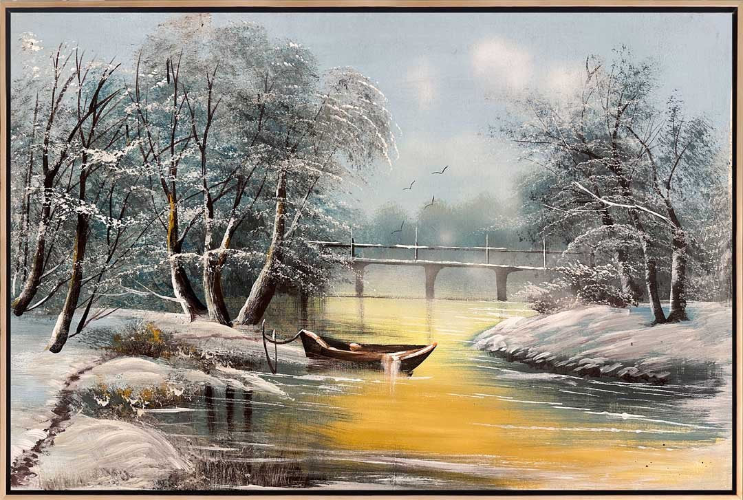 Buzlu Nehir Yağlı Boya Tablosu