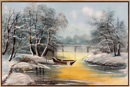 Buzlu Nehir Yağlı Boya Tablosu