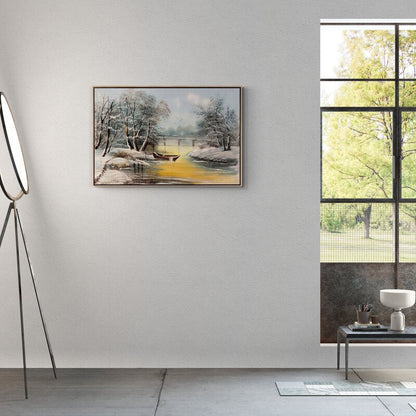 Buzlu Nehir Yağlı Boya Tablosu