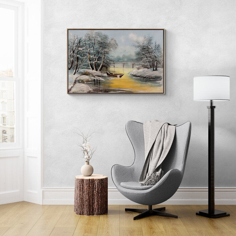 Buzlu Nehir Yağlı Boya Tablosu