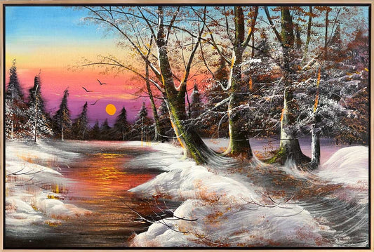 Karla Dans Eden Ağaçlar Yağlı Boya Tablosu