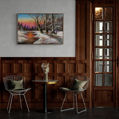 Karla Dans Eden Ağaçlar Yağlı Boya Tablosu