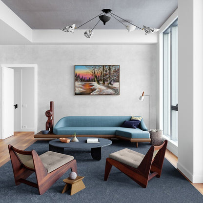 Karla Dans Eden Ağaçlar Yağlı Boya Tablosu