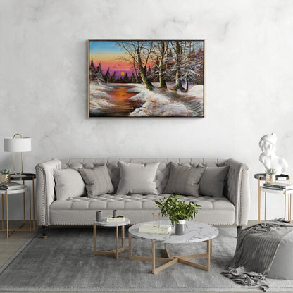 Karla Dans Eden Ağaçlar Yağlı Boya Tablosu