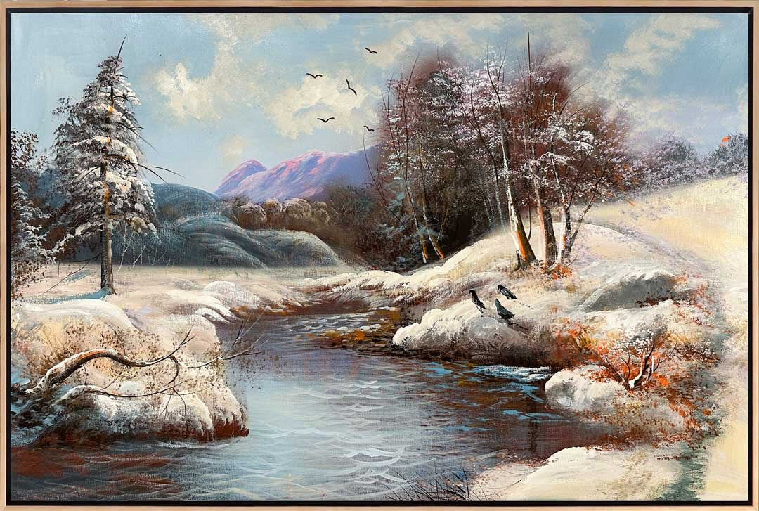 Beyaz Örtü Altındaki Doğa Yağlı Boya Tablosu