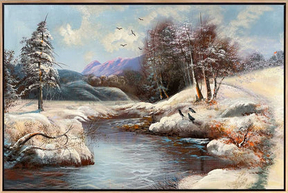 Beyaz Örtü Altındaki Doğa Yağlı Boya Tablosu