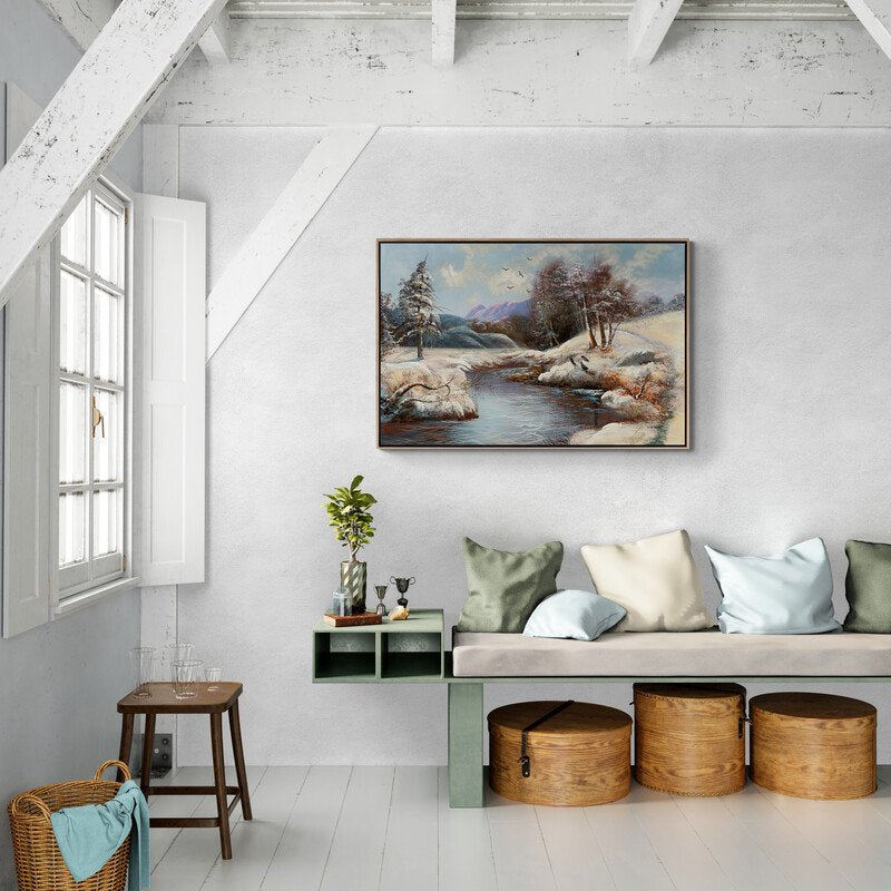 Beyaz Örtü Altındaki Doğa Yağlı Boya Tablosu