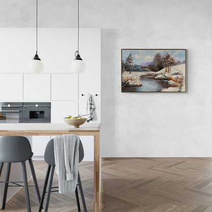 Beyaz Örtü Altındaki Doğa Yağlı Boya Tablosu