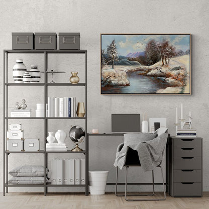 Beyaz Örtü Altındaki Doğa Yağlı Boya Tablosu