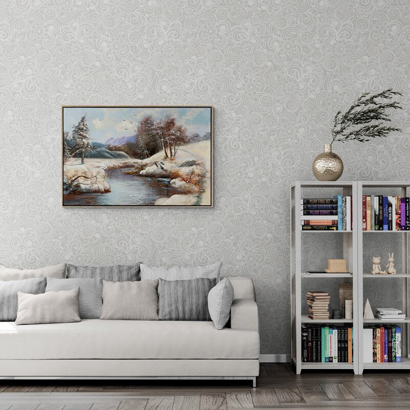 Beyaz Örtü Altındaki Doğa Yağlı Boya Tablosu