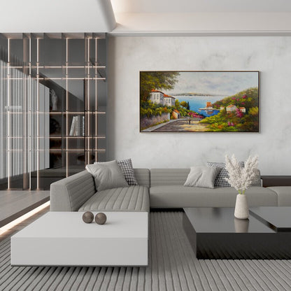 Deniz Manzaralı Cadde Yağlı Boya Tablosu