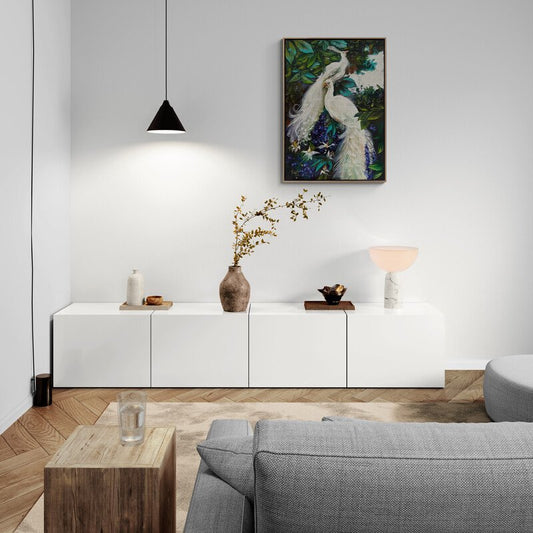 Tavus Kuşlarının Masalı Yağlı Boya Tablosu