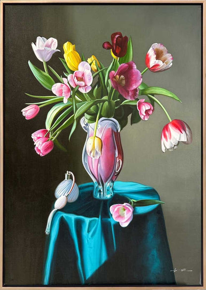 Renkli Çiçeklerin Büyüsü Yağlı Boya Tablosu