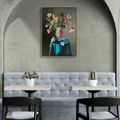 Renkli Çiçeklerin Büyüsü Yağlı Boya Tablosu