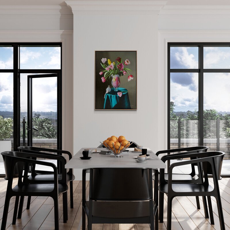 Renkli Çiçeklerin Büyüsü Yağlı Boya Tablosu