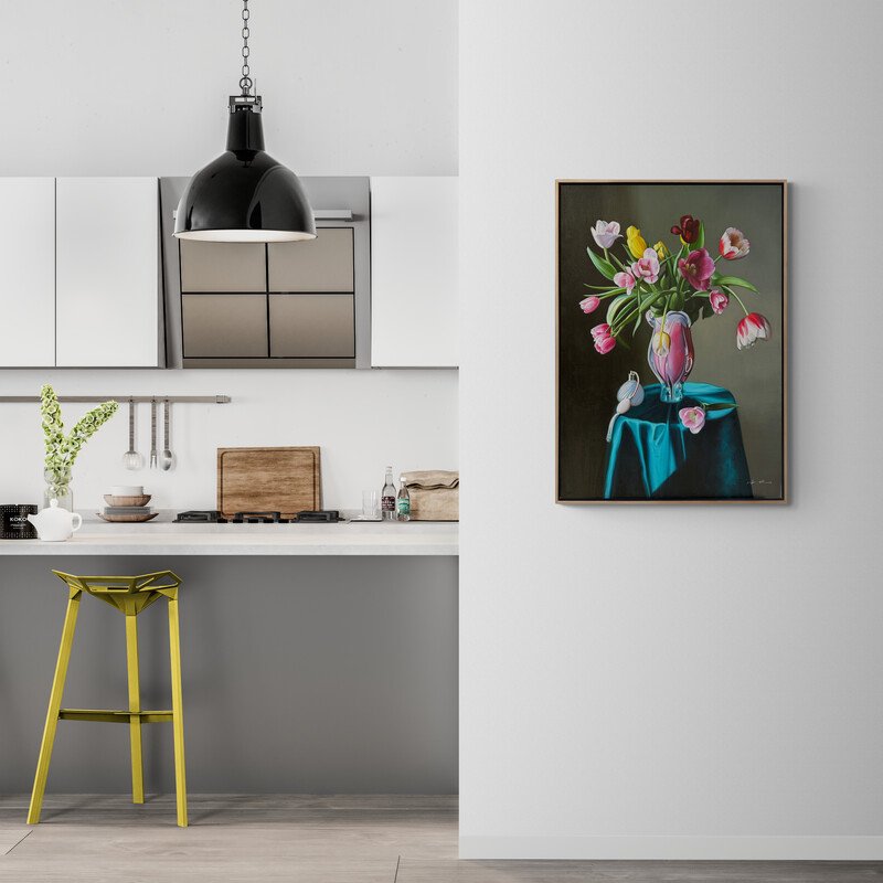 Renkli Çiçeklerin Büyüsü Yağlı Boya Tablosu