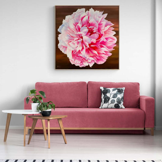 Pembe Şakayık Çiçeği Yağlı Boya Tablosu