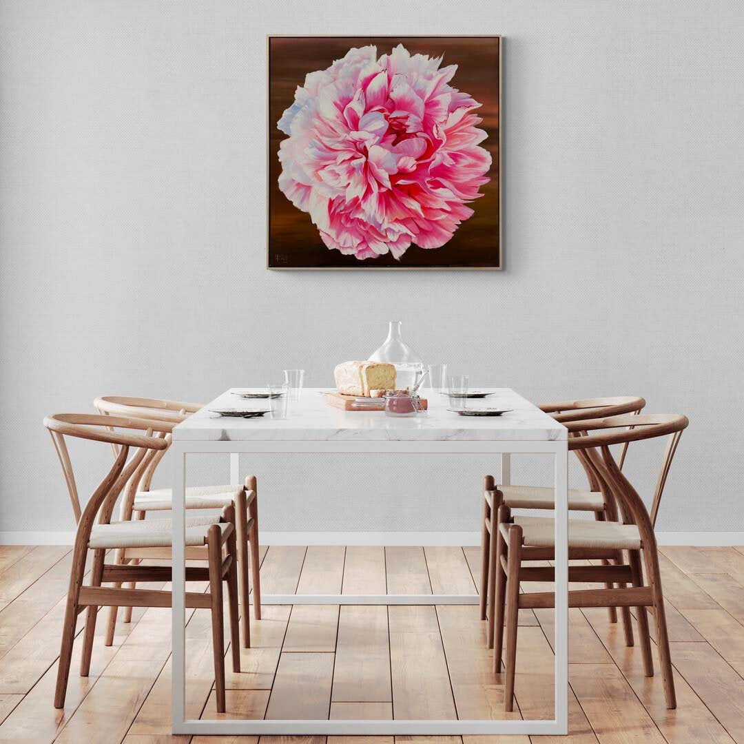 Pembe Şakayık Çiçeği Yağlı Boya Tablosu