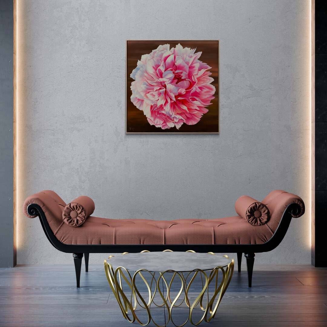 Pembe Şakayık Çiçeği Yağlı Boya Tablosu