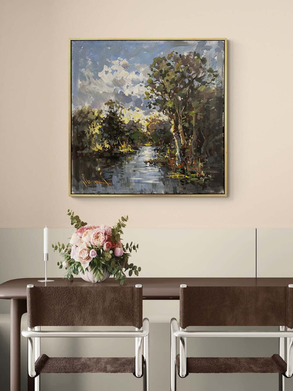 Irmak Boyu Yolculuk Yağlı Boya Tablosu