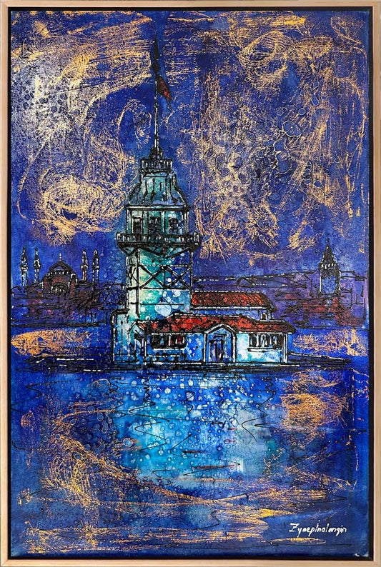 Kız Kulesi Perspektifi Yağlı Boya Tablosu