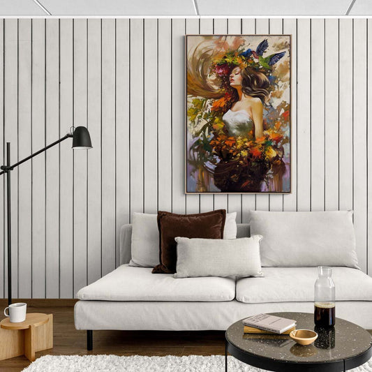 Çiçekçi Kızın Baharı Yağlı Boya Tablosu