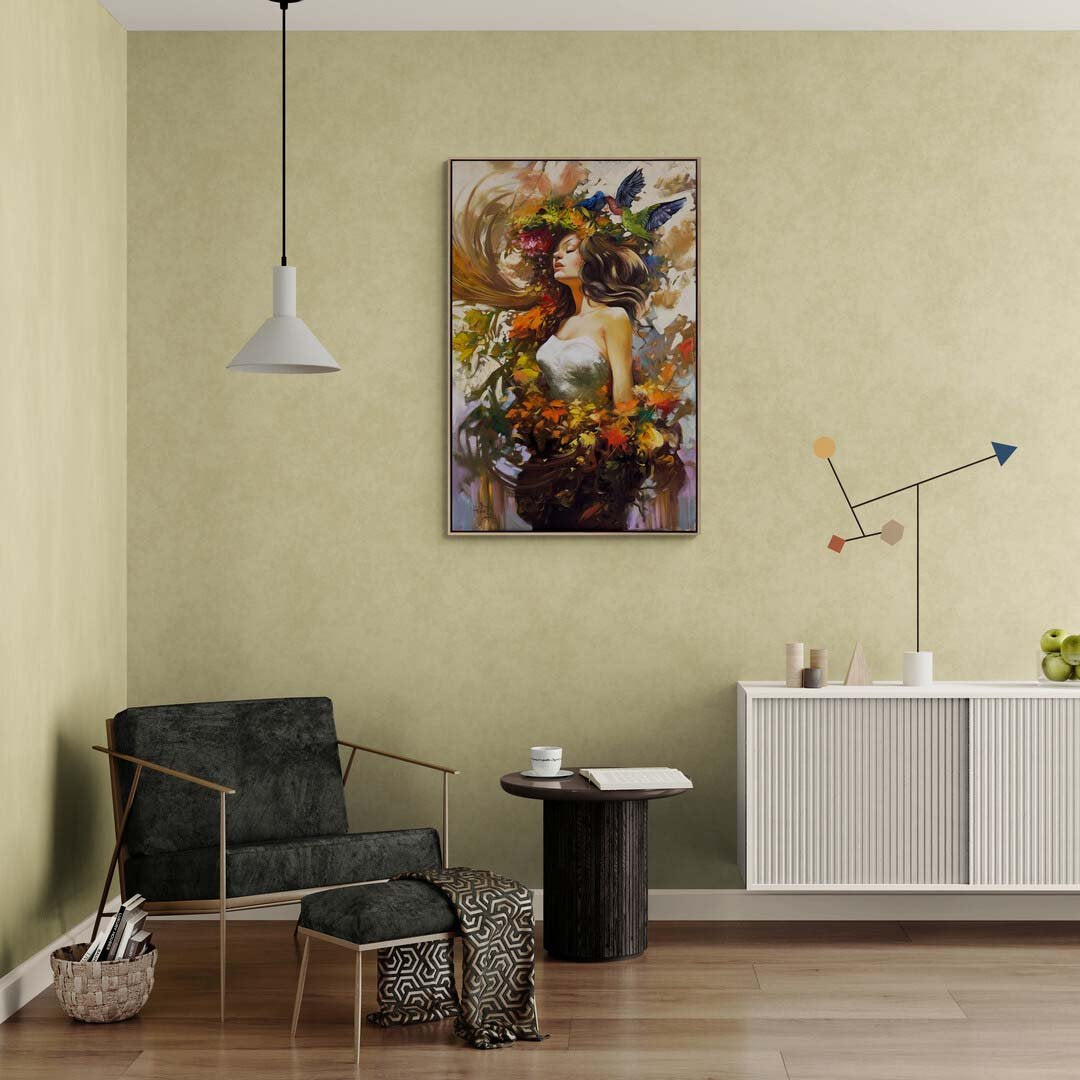 Çiçekçi Kızın Baharı Yağlı Boya Tablosu