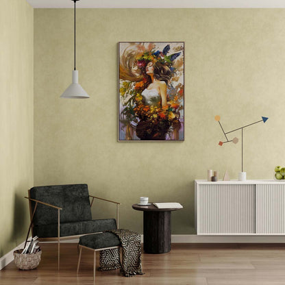 Çiçekçi Kızın Baharı Yağlı Boya Tablosu