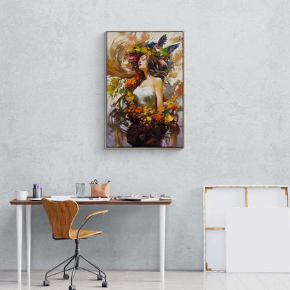 Çiçekçi Kızın Baharı Yağlı Boya Tablosu