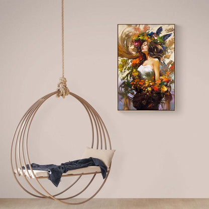 Çiçekçi Kızın Baharı Yağlı Boya Tablosu