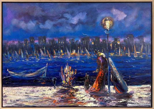 Soyut Şehir Manzaraları Yağlı Boya Tablosu