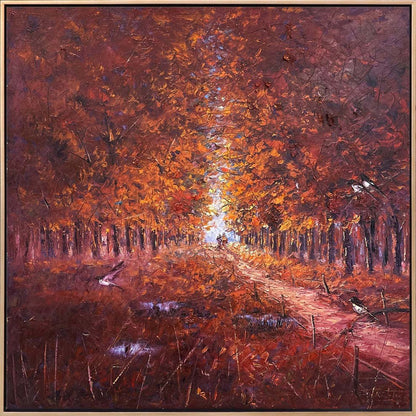 Sonbaharın Büyülü Yolu Yağlı Boya Tablosu