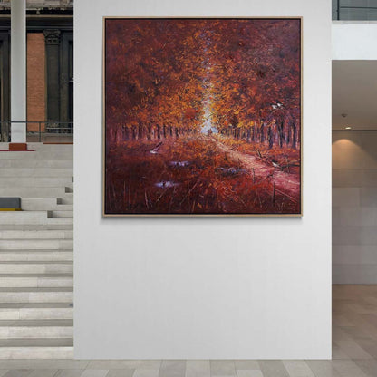 Sonbaharın Büyülü Yolu Yağlı Boya Tablosu