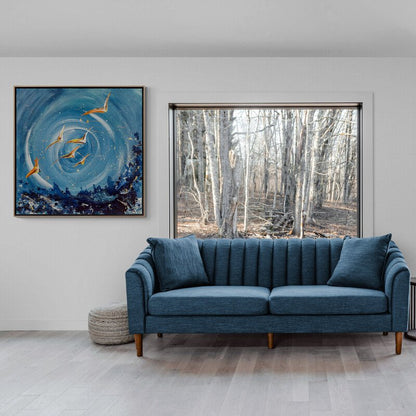 Soyut Kuş Cümbüşü Yağlı Boya Tablosu