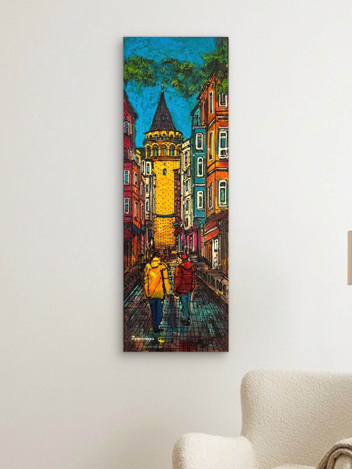 Galata'ya Doğru Yağlı Boya Tablosu Simurg Sanatevi