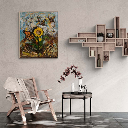 Ayçiçeği Tarlasında Uçuş Yağlı Boya Tablosu