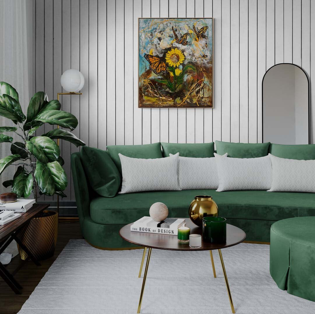 Ayçiçeği Tarlasında Uçuş Yağlı Boya Tablosu