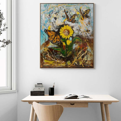 Ayçiçeği Tarlasında Uçuş Yağlı Boya Tablosu