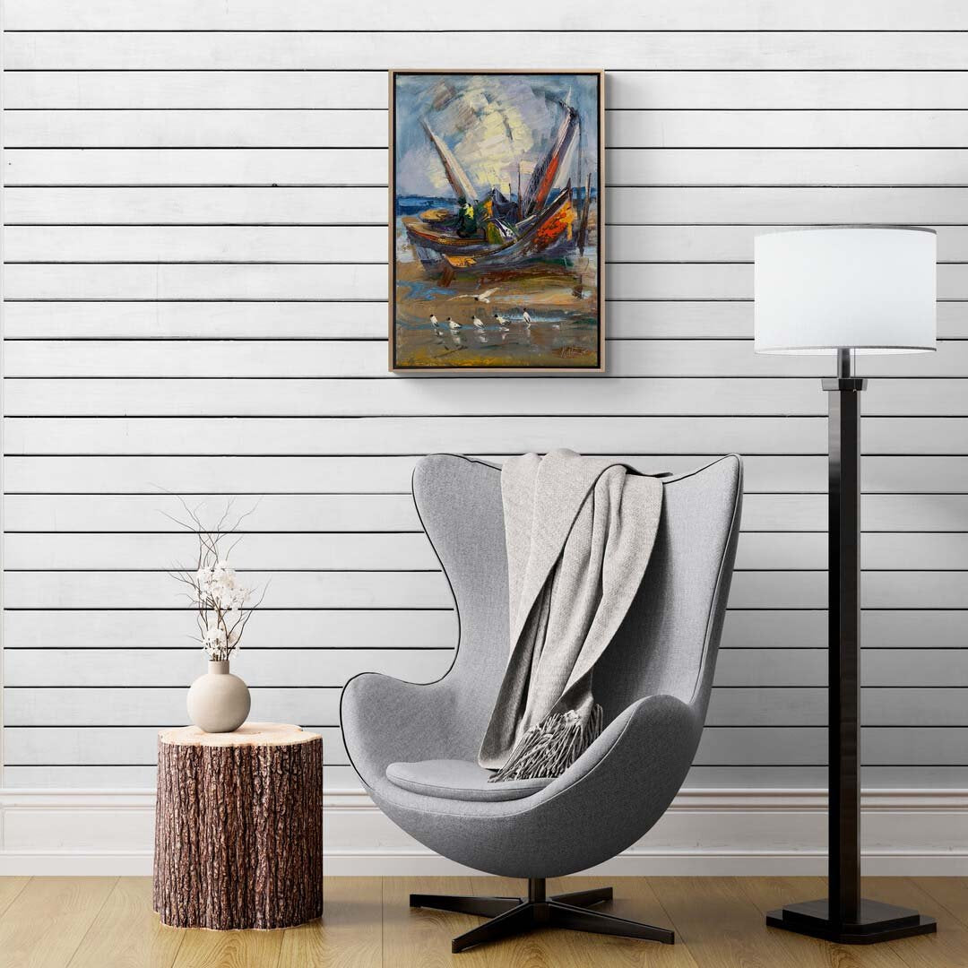 Kıyının Renkli Dokusu Yağlı Boya Tablosu