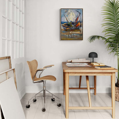 Kıyının Renkli Dokusu Yağlı Boya Tablosu